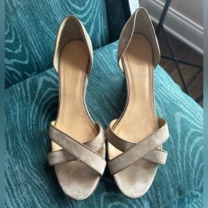 J. Crew Taupe Suede D'Orsay Heels